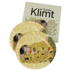 Set 2 farfurii desert 19 CM "The Kiss" de Gustav Klimt, in cutie decorativa, ecru