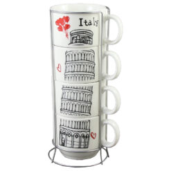 Alternative view of Set 4 cesti din ceramica cu suport metalic, 150 ml, Turnul Eiffel