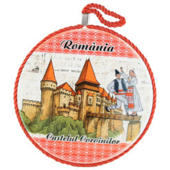 Suport oale decor din ceramica "Romania, Castelul Corvinilor" 17 CM