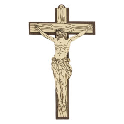 Cruce din lemn cu Isus rastignit 13 x 20 cm, natur