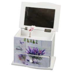 Alternative view of Cutie bijuterii muzicala, din lemn 14.5x10x11 cm, Lavender