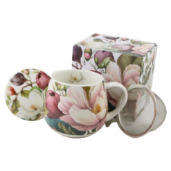 Cana portelan cu infuzor metalic si capac 430 ml "Magnolie" in cutie decorativa