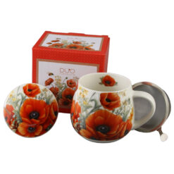 Cana portelan cu infuzor metalic si capac 430 ml "Poppies" in cutie decorativa