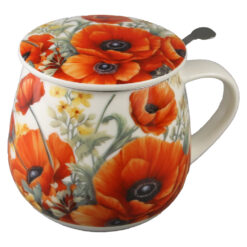 Alternative view of Cana portelan cu infuzor metalic si capac 430 ml "Poppies" in cutie decorativa