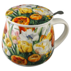 Alternative view of Cana portelan cu infuzor metalic si capac 430 ml "Tulipany" in cutie decorativa