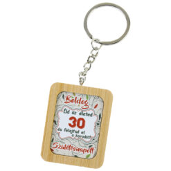 Breloc din bambus "Boldog 30. Szuletesnapot!" 4x5 CM