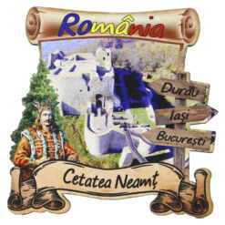 Magnet frigider din lemn "Cetatea Neamt" 8x8 CM, Romania