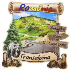 Magnet frigider din lemn "Transalpina" 8x8 CM, Romania