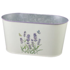 Ghiveci oval din metal 23x12 CM, Lavanda & Fluturi