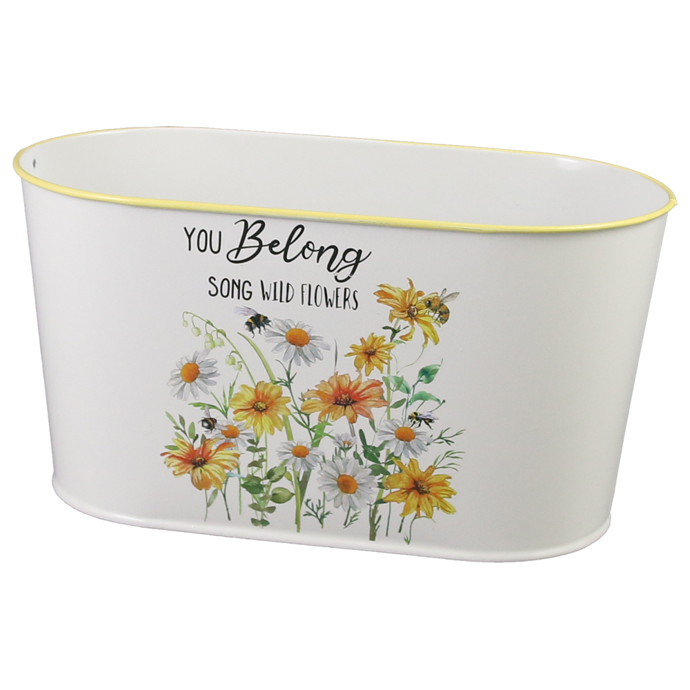 Ghiveci oval din metal 23x12 CM, "You belong", margarete