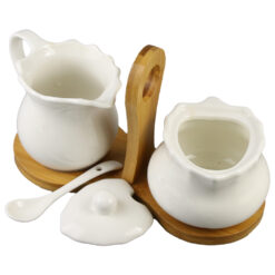 Alternative view of Set zaharnita cu cana pentru lapte, si suport din bambus