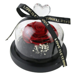 Cupola din sticla cu trandafir criogenat 12 cm