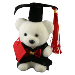 Set 10 ursuleti absolventi cu toca si diploma 11.5 cm, alb