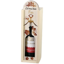 Cutie din lemn cu sticla de vin 187 ml "Cel mai bun Fin" 7 x 24 cm
