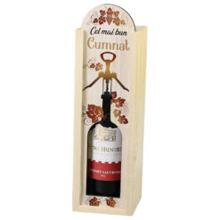 Cutie din lemn cu sticla de vin 187 ml "Cel mai bun Cumnat" 7 x 24 cm