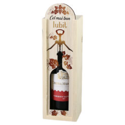 Cutie din lemn cu sticla de vin 187 ml "Cel mai bun Iubit" 7 x 24 cm
