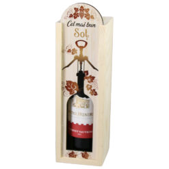 Cutie din lemn cu sticla de vin 187 ml "Cel mai bun Sot" 7 x 24 cm