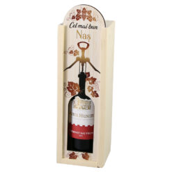 Cutie din lemn cu sticla de vin 187 ml "Cel mai bun Nas" 7 x 24 cm