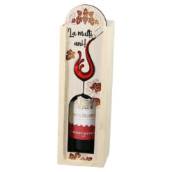 Cutie din lemn cu sticla de vin 187 ml "La multi ani!" 7 x 24 cm