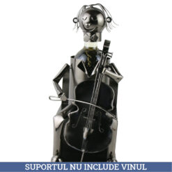 Suport sticla de vin, din metal, Violoncelist, 16 x 32 cm