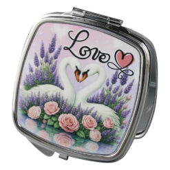 Oglinda de buzunar "Love", 6x7.5 cm, Lebede