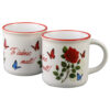 Cana ceramica vintage "Te iubesc mult!", 280 ml, cu trandafir rosu