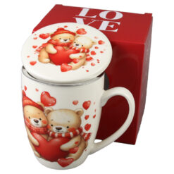 Alternative view of Cana portelan cu infuzor metalic si capac, 360 ml, Ursuleti cu inima, cu cutie cadou