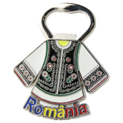 Magnet de frigider metalic cu deschizator de sticle 5.5 x 7 cm, Romania, ie barbateasca