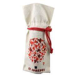 Sacosa textila pentru bauturi "Te iubesc!", 15x35 cm, balon din inimi