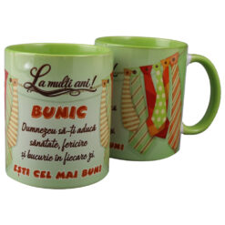 Cana ceramica "La multi ani! Bunic...esti cel mai bun!", 330 ml, cravate