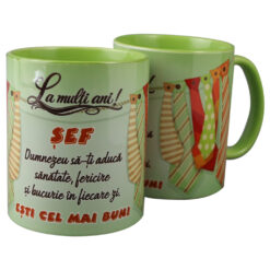Cana ceramica "La multi ani! Sef...esti cel mai bun!", 330 ml, cravate