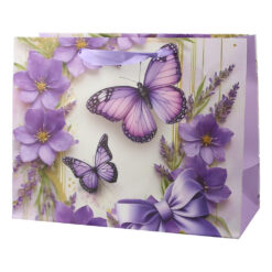 Punga cadou din hartie 23x18 cm, Fluturasi mov