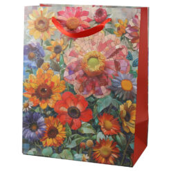 Punga cadou din hartie 18x23 cm, Flori de mozaic