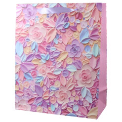 Punga cadou din hartie 26x32 cm, Flori pastel