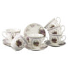 Set 6 cesti cu farfurii din portelan 250 ml "Basket of Flowers-Lavanda", in cutie decorativa
