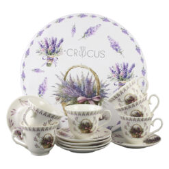 Alternative view of Set 6 cesti cu farfurii din portelan 250 ml "Basket of Flowers-Lavanda", in cutie decorativa