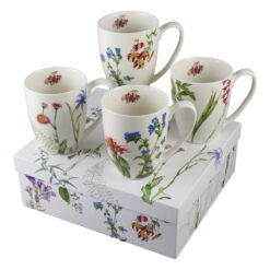 Set 4 cani din portelan 360 ml, "The colors of nature", in cutie decorativa