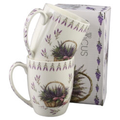 Alternative view of Set 2 cani din portelan 350 ml "Basket of Flowers-Lavanda", in cutie decorativa