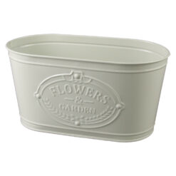 Ghiveci oval din metal 23 x 11.5 cm, "Flowers & Garden", crem