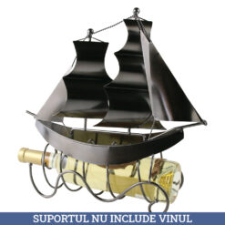 Suport sticla de vin, din metal - Corabie 33 x 11 x 34 cm