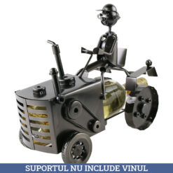 Suport sticla de vin, din metal - Tractorist 28 x 14 x 26 cm