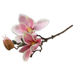 Floare artificiala Magnolie cu boboc 49 cm, Alb/Roz