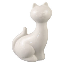 Pisica din ceramica 6 x 11 cm, Alb/Negru