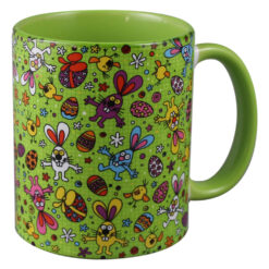 Cana ceramica de Paste, 330 ml, cu iepurasi colorati