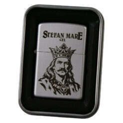 Bricheta metalica gravata "Stefan cel Mare" 3.5 x 5.5 cm, argintiu