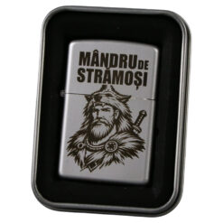 Bricheta metalica gravata "Mandru de Stramosi" 3.5 x 5.5 cm, argintiu