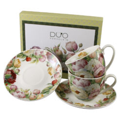 Alternative view of Set 2 cesti cu farfurii din portelan 270 ml "Peonies" in cutie decorativa