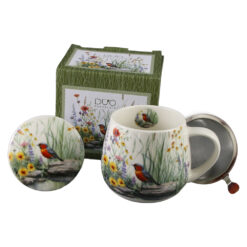 Cana portelan cu infuzor metalic si capac 430 ml "July" in cutie decorativa