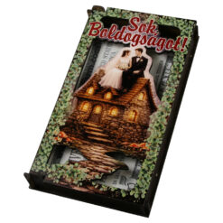 Caseta cadou din lemn pentru bani "Sok Boldogsagot!" 17.5 x 10 cm