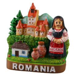 Magnet frigider din rasina "Romania" 7.5 x 8 cm, Femeie cu ulcioare